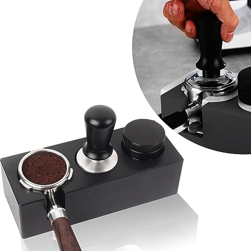 HOMURY Coffee Station de tamper universelle 51/53/58 mm : station de tampon, en ABS, avec bouchon à vis réglable, station de pression pour porte-filtre, accessoires de porte-filtre, station tamper