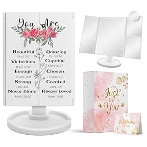 Hexagram Christian Mothers Day Women Gifts, Inspirational Gifts for Women, Religious Gifts for Women Christian – Encouragement Spiritual Gifts for Mom Friend Sister – Makeup Mirror with Lights