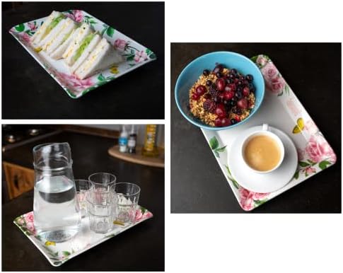 BRIGID Everyday Home Serving Trays - Set of 3 - Stackable - Used for Home, Restaurants, Family Gatherings, Parties, Serving snacks, Indoors & Outdoors  Dishwasher safe