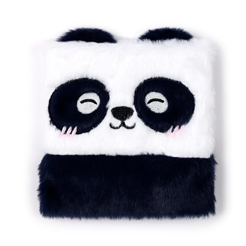Puckator Quaderno con Copertina in Peluche - Panda - Animali Dolci - Fluffies