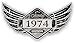 sticker licker Vieilli avec Motif Ailé Classique Edition Écusson Année Daté 1974 Vintage Retro Cafe Racer Modèle Externe Vinyle Auto Autocollant Moto 125x67mm