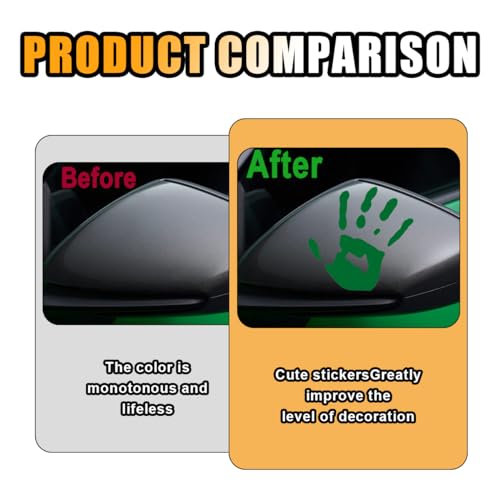 Image of 2PCS Car Wave Stickers, Wave Sign Decal Auto Waving Hand Stickers for Rearview Mirror Left Right, The Lazy Waver Car Decoration Compatible with Most Cars, SUVs (Green)