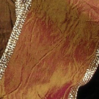 Metallic Gold and Amber Crinkled Silk Satin Wired Craft Ribbon 2" x 20 Yards