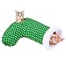 Pawaboo Tunnel pour Chat, Tube à 2 Voies en Forme de Bas de Noël en Peluche Polyester, Jouet Interactif Amusant avec Papier Froissé pour Chaton Furet Lapin Petits Animaux de Compagnie, Vert