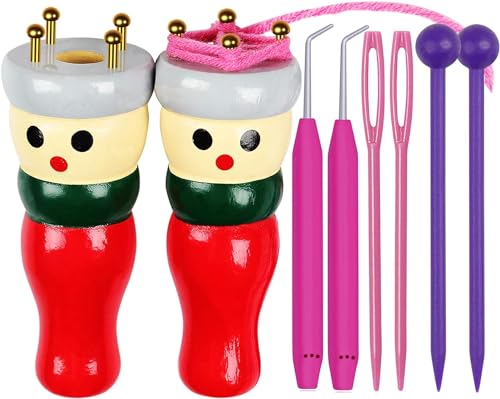 Coopay Kit de Tricotin Enfant,8 pièces Tricotin en Bois Français,...