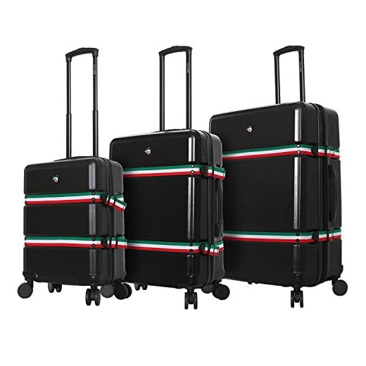 Mia Toro Italy Nastro Hard Side Spinner Luggage 3 Piece Set, Black, One Size