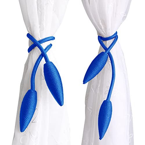 Valea Home 2 Pieces Curtain Tiebacks Clips Creative Window Drape Twist Tie Backs European Style Custom Made Curtain Holders Decorative Draperies Holdbacks, Royal Blue