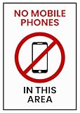 No Mobile Phones In This Area Sign, 5x7 inch Acrylic Signs, Choose from 30 Warning and Policies, Each Sign Comes With Double Sided Tape for Easy Displaying. (Design 26)