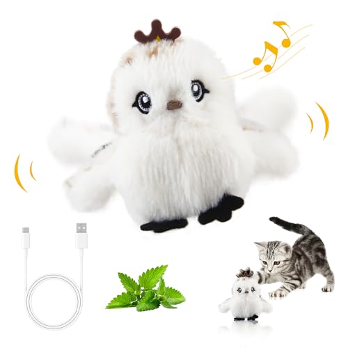 Gigwi Interactive Flapping Cat Toys Catnip, Electronic Flappy Toys Motion Activated, Automatic Cat Toys for Indoor Cats, USB Rechargeable Cat Enrichment Toy for Hunting and Kicker, Bird Prince