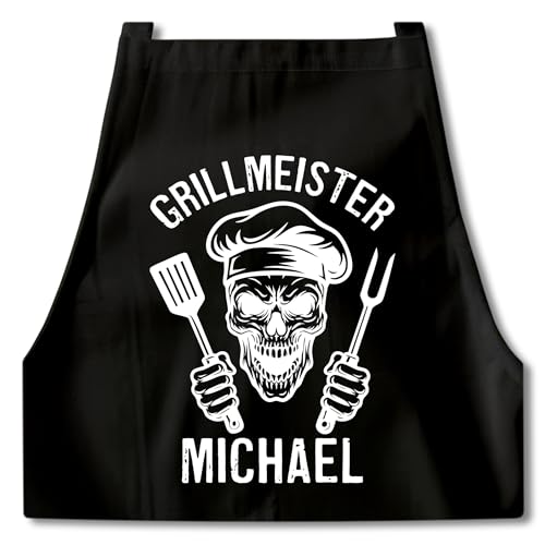 DEL MÀ Unique & Personal Grillschürze für Männer personalisierte Kochschürze Herren lustiges Geschenk Mann Grillzubehör Totenkopf Grillmeister Schürze Schwarz DEL MÀ Unique & Personal Grillschürze für Männer personalisierte Kochschürze Herren lustiges Geschenk Mann Grillzubehör Totenkopf Grillmeister Schürze Schwarz