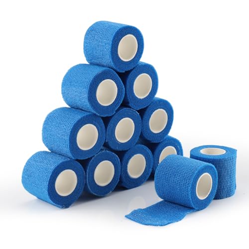 Zosenyer 12 Rouleaux Bandage Autoadhésifstrap, 5cm x 4,5m Sport Bandage, Bande Cohesive Élastique et Imperméables, Pansements Auto Adhésif non Tissé pour Doigt, Poignet, Cheville, Animaux