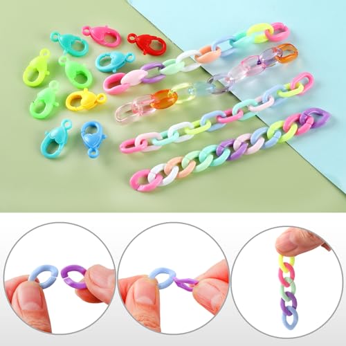 Anillos de eslabones acrílicos con mosquetón para hacer joyas de bricolaje 4