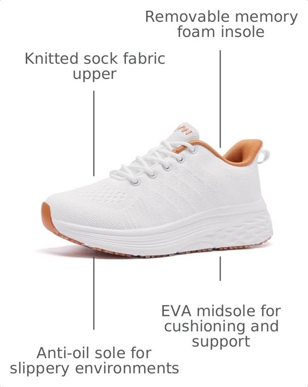 Image of AVW Womens Non Slip Work Shoes Walking Sneakers Food Service Kitchen Shoes