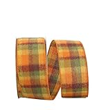 Reliant Ribbon Flannel Peak Plaid Wired Edge Ribbon, 2-1/2 Inch X 20 Yards, Multi