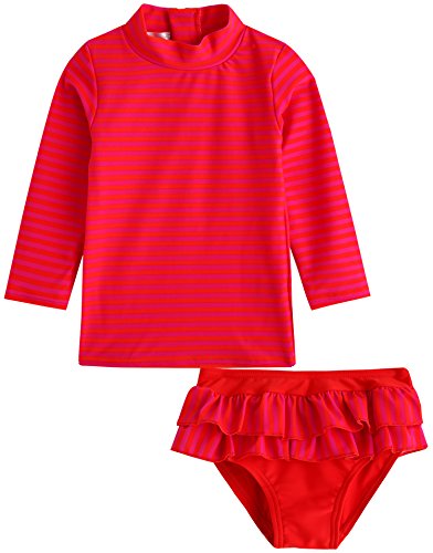 Image of VAENAIT BABY Girls Rash Guard Swimsuit UPF 50+ Long Sleeve Toddler Bathing Suit Ribbon Stawberry Floral Fruit for 2~8Years