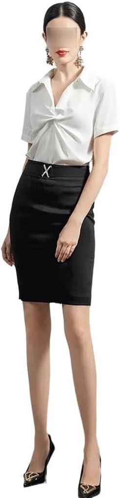 Pleated Twisted Shirt Women White Two Piece Workwear Career Suit Set