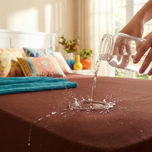 Image of Utopia Bedding Waterproof Mattress Protector King Size, Cotton Terry Bed Cover, Breathable Mattress Cover & Bed Protector for Double Bed, Elastic Fitted Waterproof Mattress Cover, 198 x 183 cm