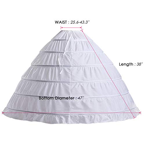 Petticoat for Women Under Dress 6 Hoop Skirt Crinoline Underskirt Half Slips for Wedding Bridal Dress Ball Gown2