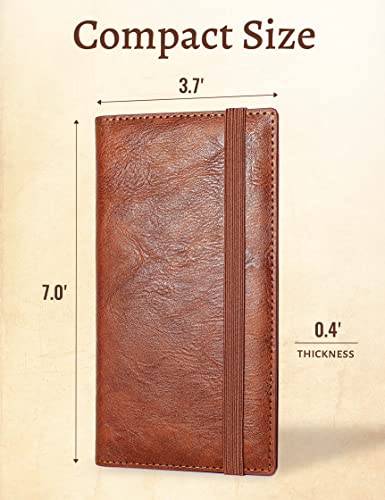 Image of Yarnic Checkbook Cover for Personal Checkbook Holder with Pen Holder | Check Book Covers & Built-in Clear Plastic Divider for Duplicate Checks (Brown)