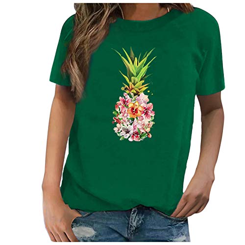 Camisetas Corta Mangas de Entrenamiento para Mujer Estampada de Piña Creativo Camiseta Suelta Verano es Sexy y Encantador Mujer Basica Verano Camisetas Blusa Tops S M L XL XXL 3XL
