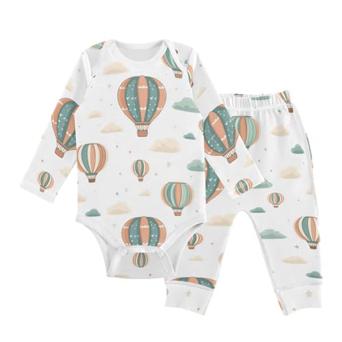 vvfelixl Baby Bodysuits Pants Sets Cute Air Balloon Baby Bodysuit Long Sleeve Baby Clothes for Boys Girls 12-18M