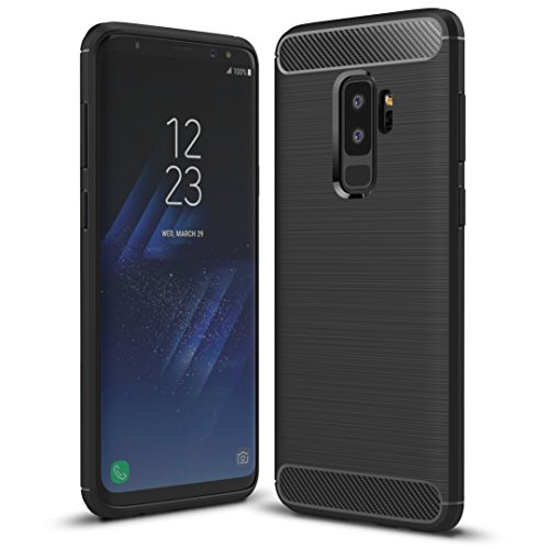 Galaxy S9 Plus Case, HHuiwind Ultra Thin Lightweight Flexible TPU Cover Premium Carbon Fiber Design Hybrid Protective Case for Samsung Galaxy S9 Plus(2018)-Black