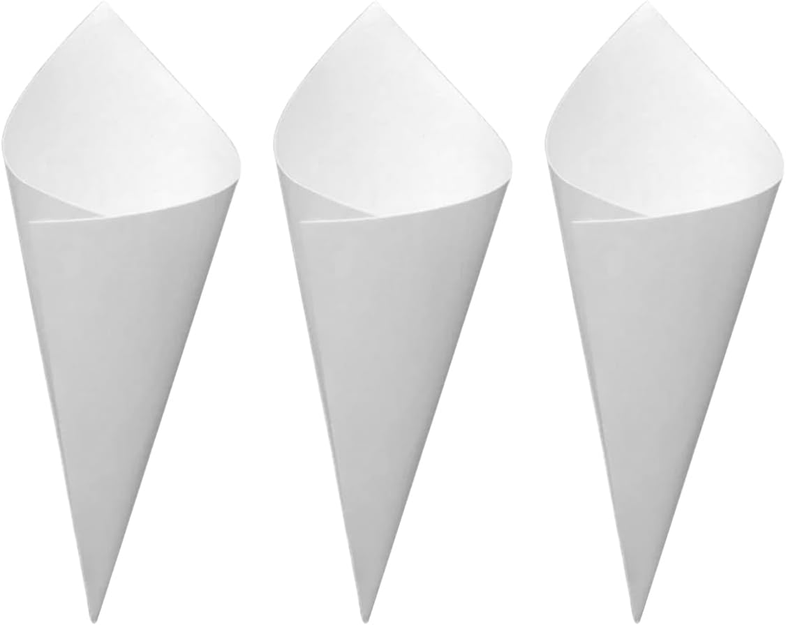 50Pcs Solid White Paper Confetti Cones, Flower Accessories for Wedding Bouquet Favor