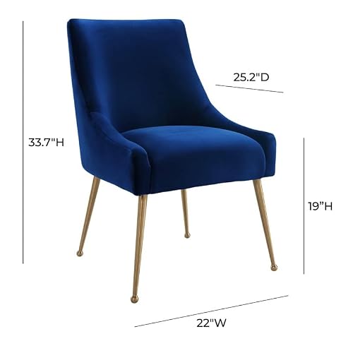 Tov Furniture The Beatrix Collection Modern Style Living Room Velvet Upholstered Side Chair, Navy #TOP2