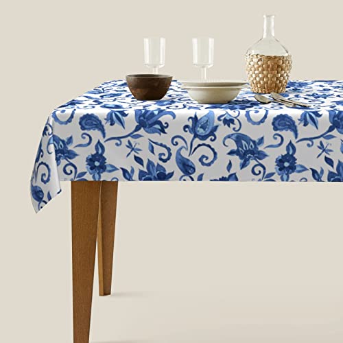 mutakin Blue Floral Tablecloth Rectangle Table Cloth Washable Table Cover for Decoration Kitchen Dining Room 60x90 Inch by mutakin - Image 2
