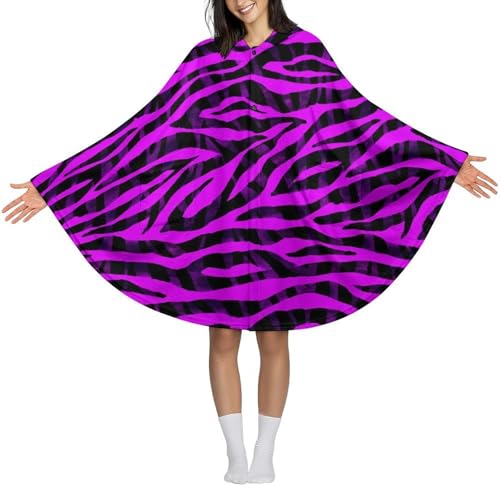 Couverture à capuche portable zèbre violet sweat plaid d'hiver homme femme