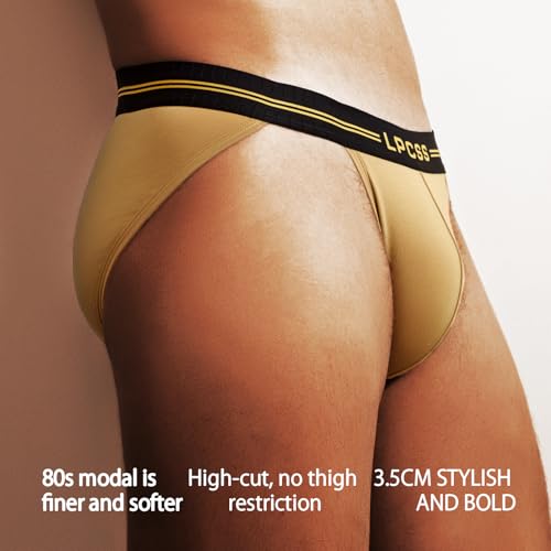 Men's Modal Bikini Briefs – 80S Soft Breathable Mid-Rise Underwear with High-Cut Design3