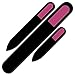 Mont Bleu Gift Set of 3 Pink Crystal Nail Files in Black Velvet Pouch - Genuine Czech Tempered Glass - Lifetime Guaranty - Handmade in Czech Republic - Professional Glass Nail File for Women