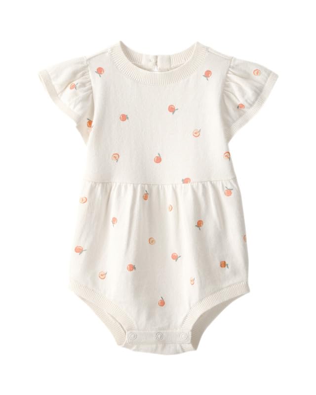 Image of Carter's Baby Girl Peach Romper | Half-Sleeve 1-Piece Outfit