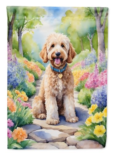 Caroline's Treasures DAC6638GF Goldendoodle Spring Path Garden Flag Mailbox Flag Decorative Yard Flag Banner Outside Patio Artwork Yard Flower Beds, Garden Size, Multicolor