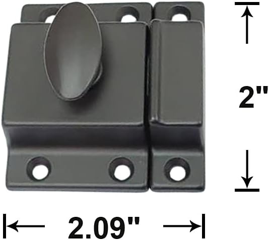 QCAA Traditional Large Oval Turn Cabinet Latch, Solid Brass, 2", for Cupboard & Other Furniture, ORB Oil Rubbed Bronze US10B, 2 Pack, Made in Taiwan