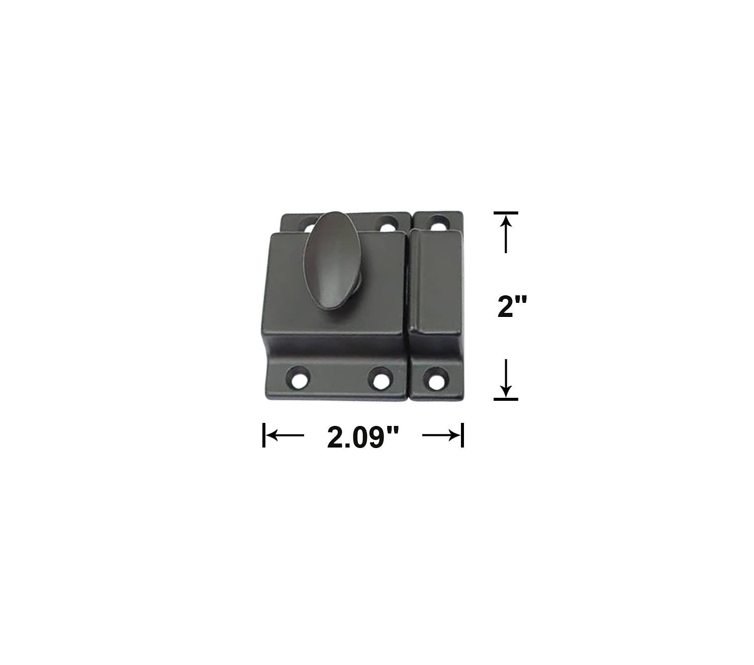 QCAA Traditional Large Oval Turn Cabinet Latch – Solid Brass, Oil-Rubbed Bronze Finish – 2-Inch Length – For Cupboards And Furniture – Made In Taiwan