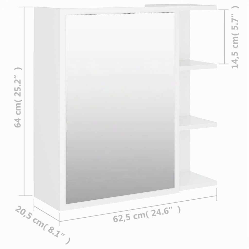 vidaXL Armoire à Miroir de Salle de Bain, Meuble de Rangement avec Compartiment, Armoire de Toilette Maison Intérieur, Blanc Bois d’Ingénierie