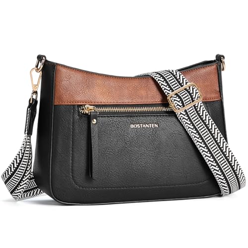 BOSTANTEN Crossbody Purses for Women Vegan Leather Shoulder Handbags Hobo Bag with Detachable Strap for Daily Travel & Work