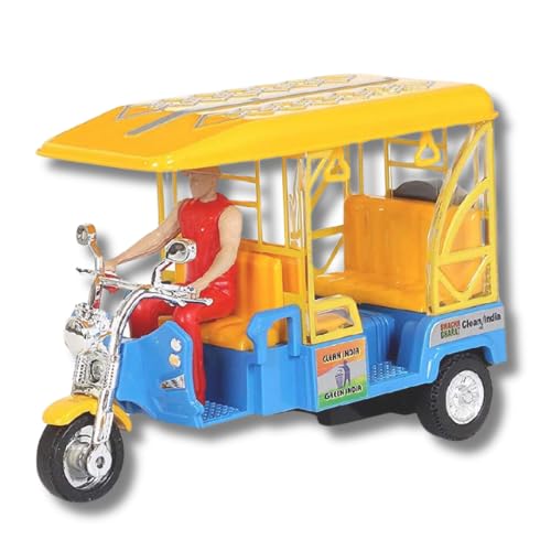 Toy Rickshaw WooZee.. e Rickshaw Yellow Kids Toy with Pull-Back Action and Realistic ...