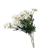 Suandsu 5 Bouquet Artificial Daisy Field Daisy Fake Silk Marguerites Flowers Home Hotel Office Garden Craft Art Decor 20'' High White