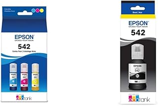 EPSON T542 EcoTank Ink Ultra-high Capacity Bottle Color Combo Pack (T542520-S) for Select Epson EcoTank Printers & T542 EcoTank Ink Ultra-high Capacity Bottle Black (T542120-S)