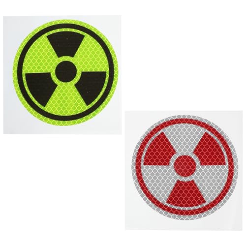 GARIOUANS 2pcs Round Reflective Radiation Warning Stickers Self-Adhesive PVC Labels for Laboratory and Industrial Use Safety Sign