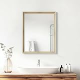 Ultrue Oak Wood Effect Framed Wall Mirror, 16x20 Rectangle Mirror, 1/8' Anti-desilvering Tempered Glass, Sustainable&Sturdy Frame, Anti-Rust, HD Reflection &3min Fast Setup for Bathroom Living Room