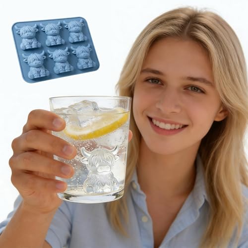 Highland Cow Ice Cube Tray, 3D Highland Cow Ice Cube Mold, 6 Cavity Food Grade Silicone Tray for Whiskey and Cocktails, Reusable Mini HighlandCow Gifts for Farmhouse Kitchen Accessories (1PCS) - Image 6