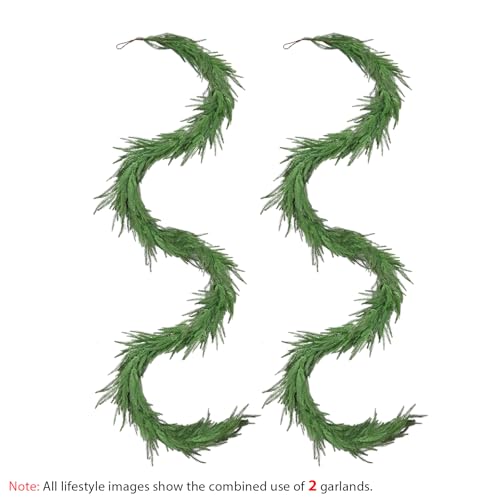 2PCS 9FT Christmas Norfolk Pine Garland, Real Touch Greenery Garland - image 2