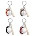 ISKYBOB 4 Pack Mini Baseball Bat Glove Shaped Keychain Creative Keyring Pendant Gift