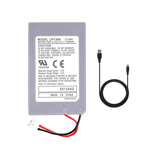 Image of Battery Replacement for PS3 Controller, 1800mAh LIP1359 Li-ion Battery with Cable, Compatible with PlayStation 3 DualShock 3 Wireless Controllers (CECHZC2E, CECHZC2U)