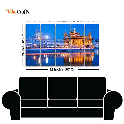 Image of VIBECRAFTS Gurdwara Sri Harmandir Sahib Golden Temple Five Pieces Wall Painting For Home|Office|Living Room|Gift (PTVC5Pcs4 8578)