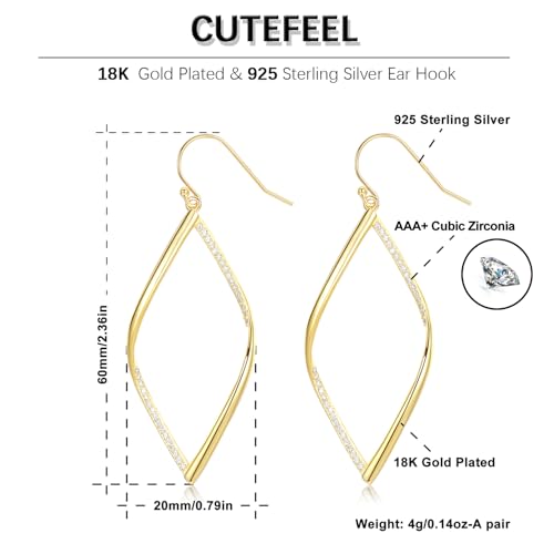 18K Gold Plated Dangle Earrings for Women, Gold Drop Dangling Earrings Hypoallergenic Jewelry Gift2