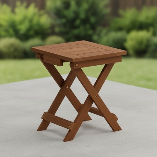 Furinno TIOMAN Hardwood Folding Outdoor Side Table, Light Wood - image 1
